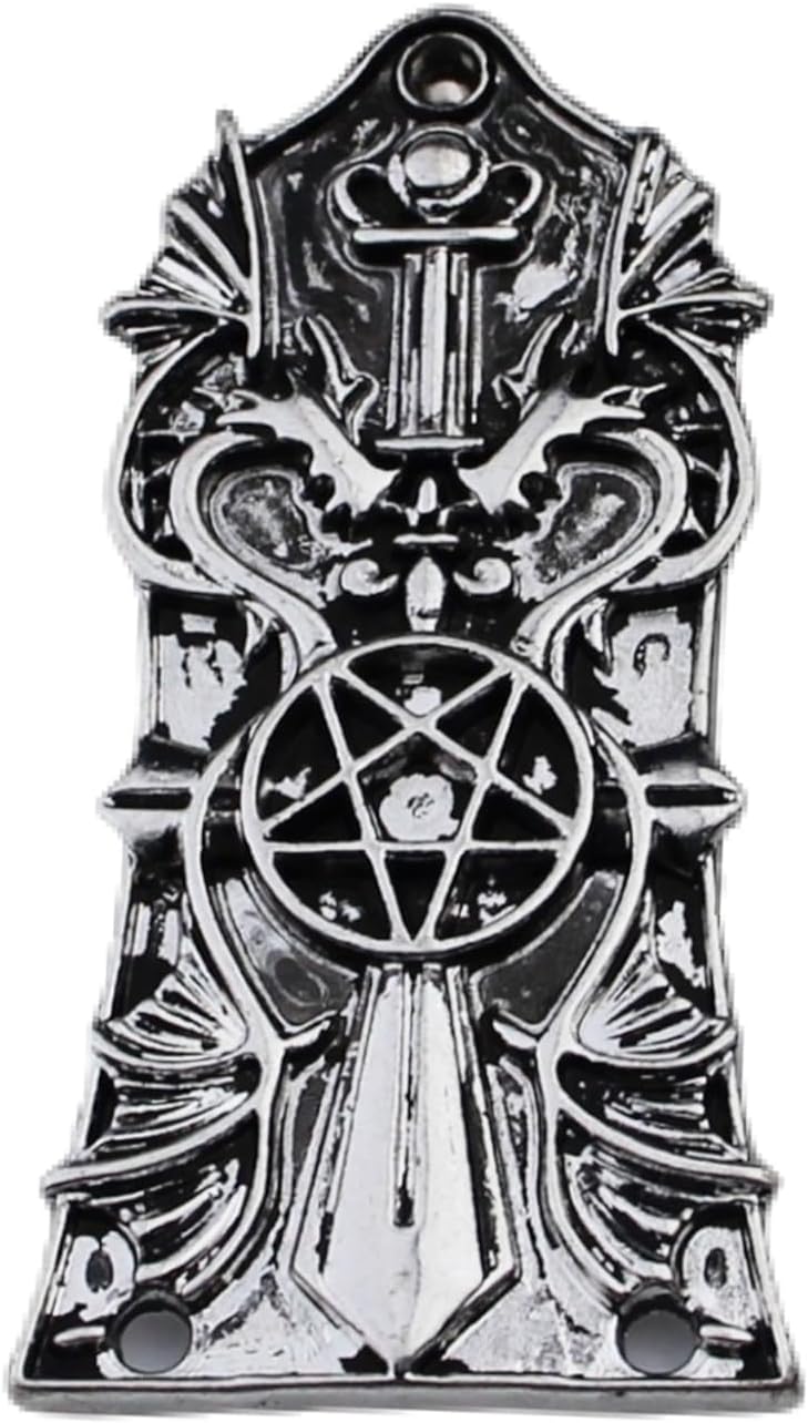 guyker 1 Pcs Guitar Head Cover 3 Holes, Zinc alloy Guitar Truss Rod Cover for GIB LP Style Guitar Accessories Parts, JA3003, Ancient Silver - Image 1